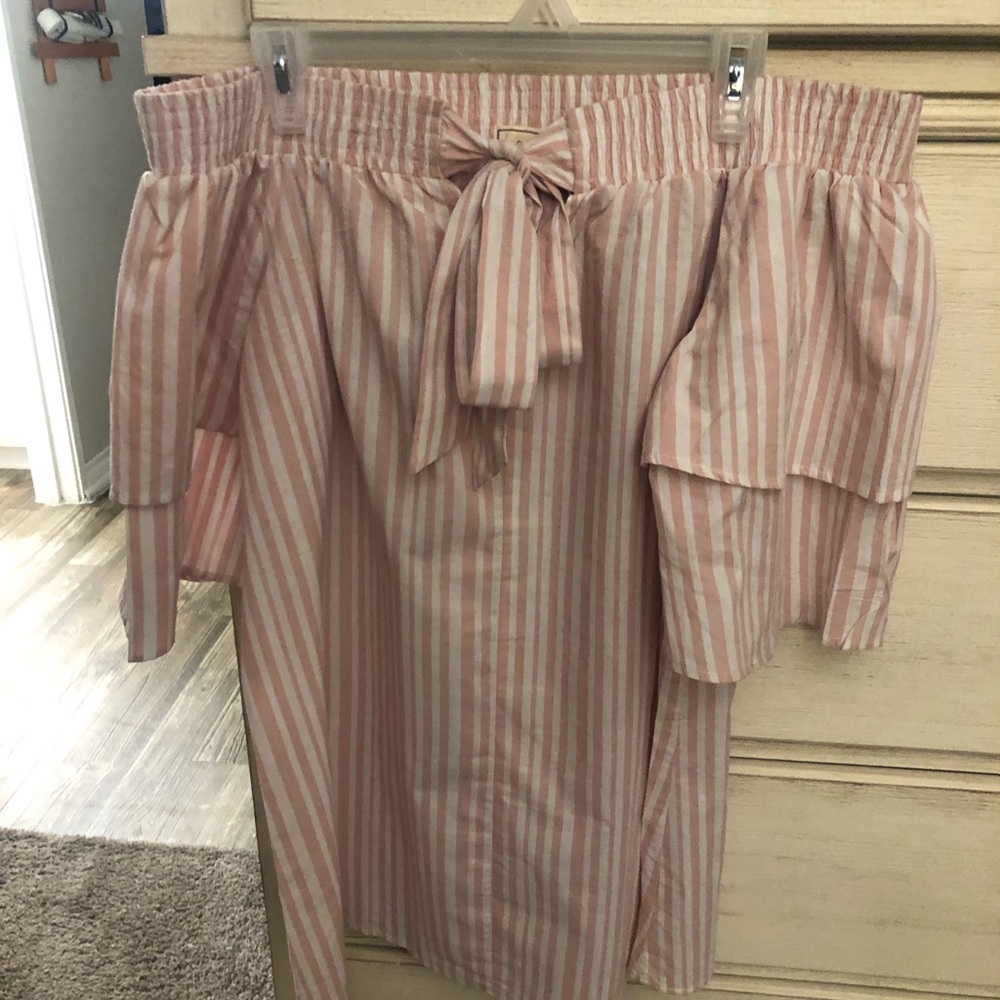 Pink and whit stripped dress